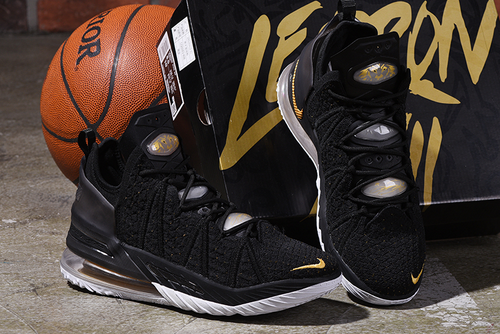 nike lebron 18 black metallic gold white shoes - Click Image to Close