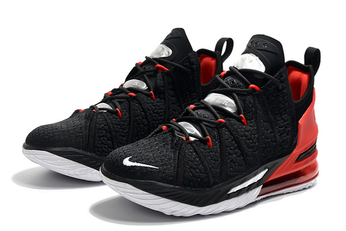 nike lebron 18 black varsity red white shoes