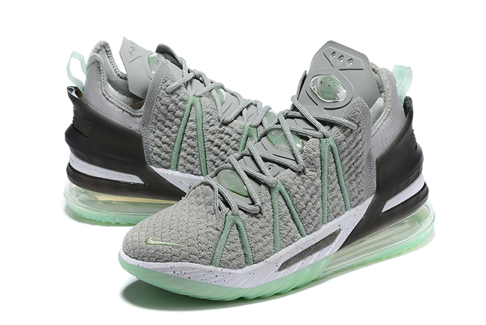 nike lebron 18 grey green black white shoes