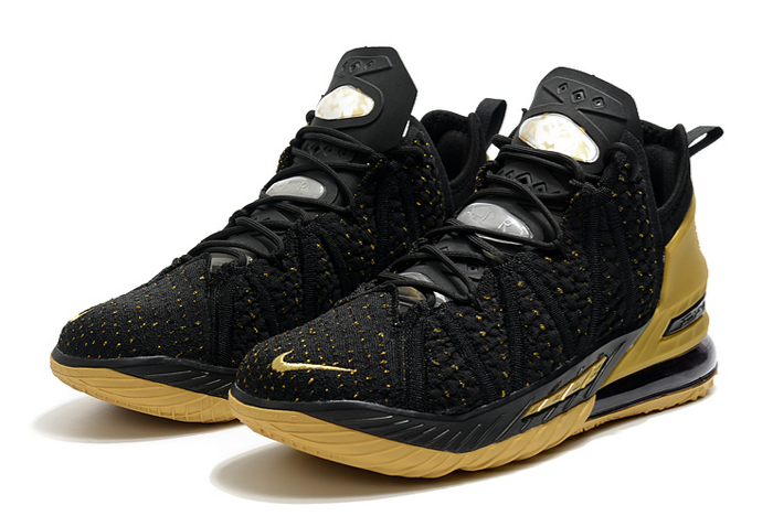 nike lebron 18 metallic gold black shoes