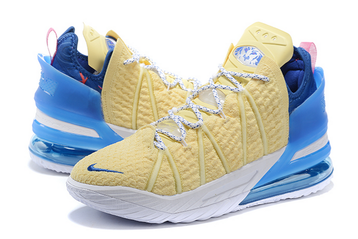 nike lebron 18 yellow blue white pink basketball shoes - Click Image to Close