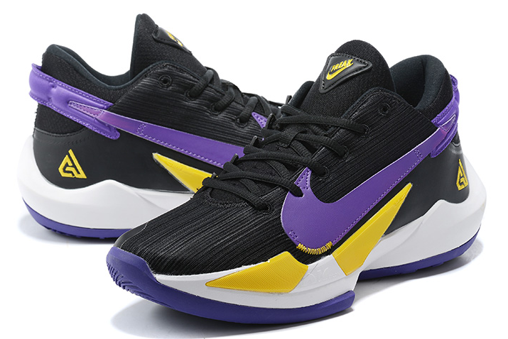 nike zoom freak 2 lakers black white university gold bright violet shoes