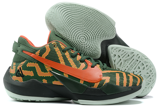 nike zoom freak 2 nike by you army green orange black shoes