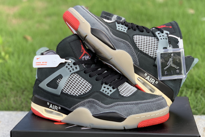 off white x air jordan 4 bred black red shoes - Click Image to Close
